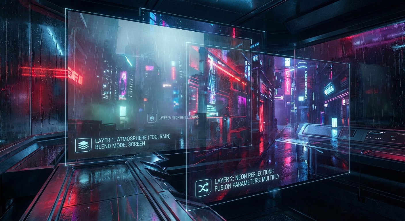 JSON: Cyberpunk City (Layered Composite)