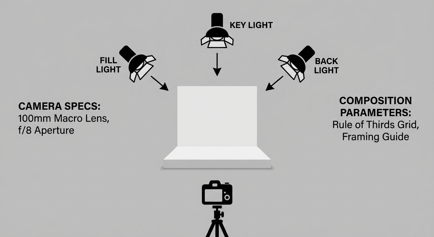 JSON: Product Photography (3-Point Lighting)